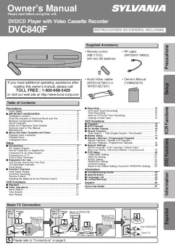 Mode d'emploi FUNAI DVC840F