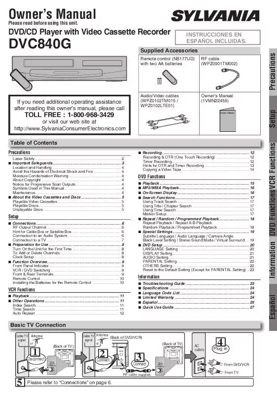 Mode d'emploi FUNAI DVC840G