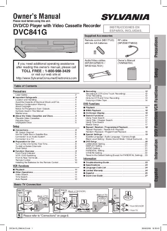 Mode d'emploi FUNAI DVC841G