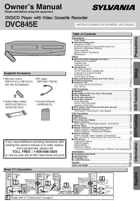 Mode d'emploi FUNAI DVC845E