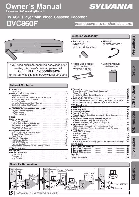 Mode d'emploi FUNAI DVC860F