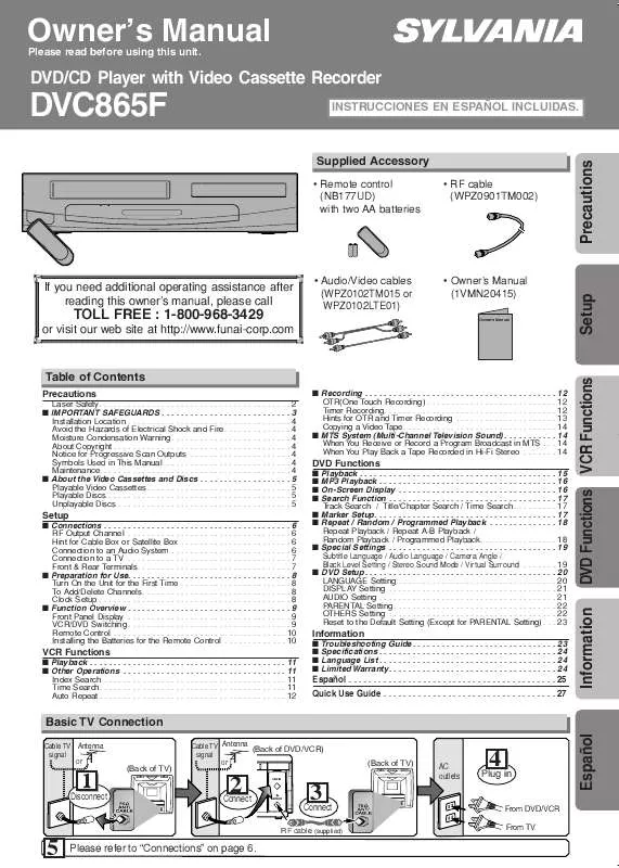 Mode d'emploi FUNAI DVC865F