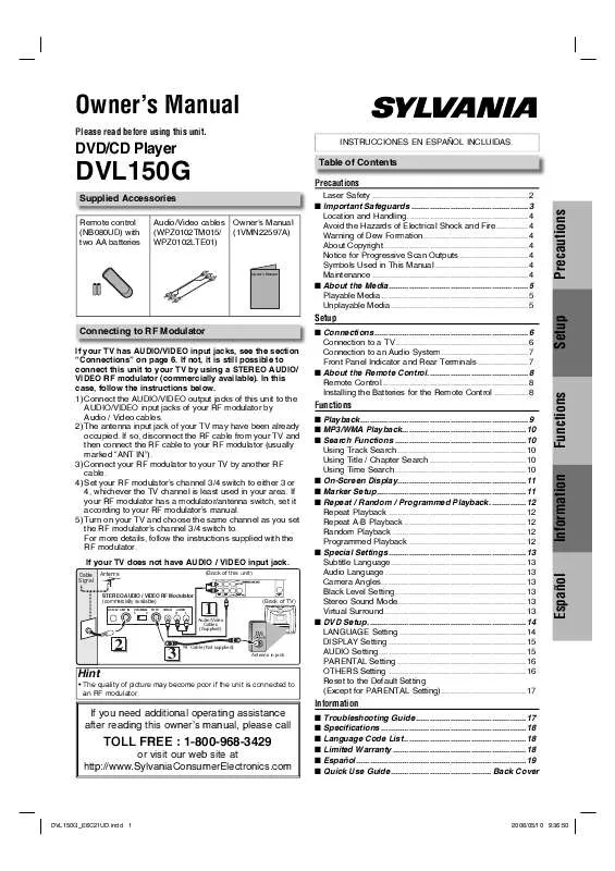 Mode d'emploi FUNAI DVL150G