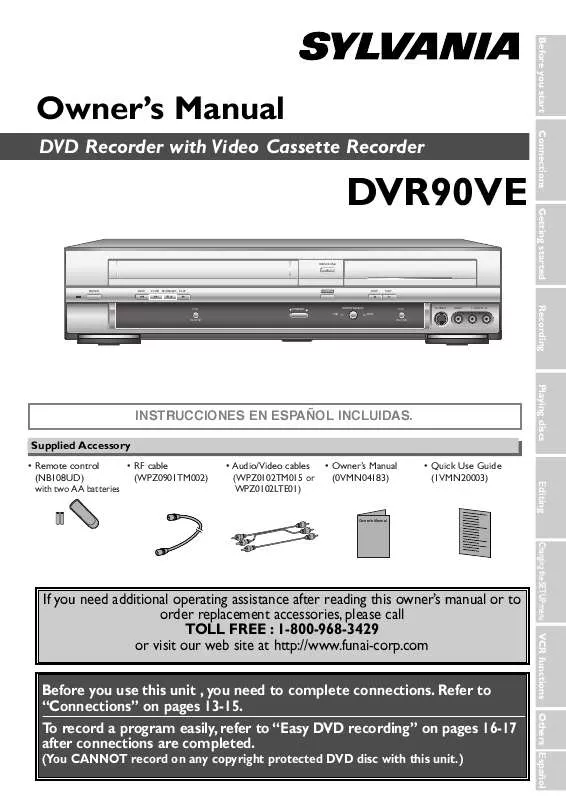 Mode d'emploi FUNAI DVR90VE