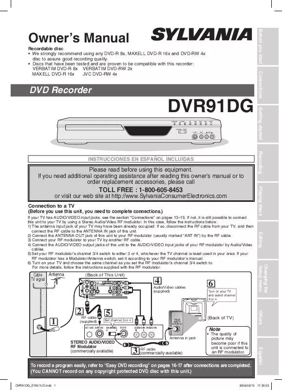 Mode d'emploi FUNAI DVR91DG