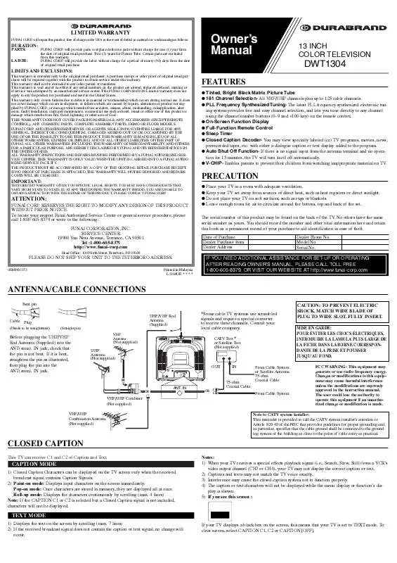 Mode d'emploi FUNAI DWT1304