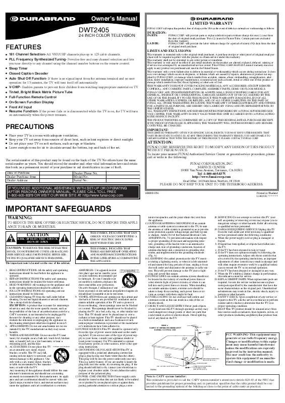 Mode d'emploi FUNAI DWT2405