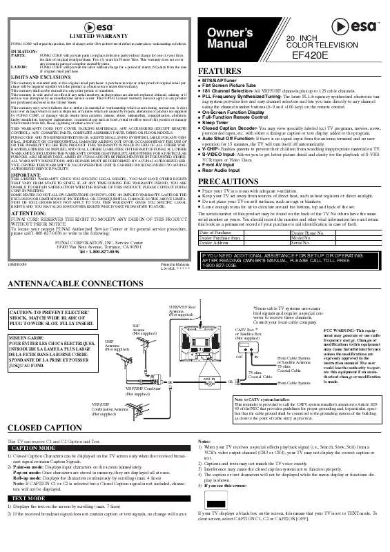 Mode d'emploi FUNAI EF420E