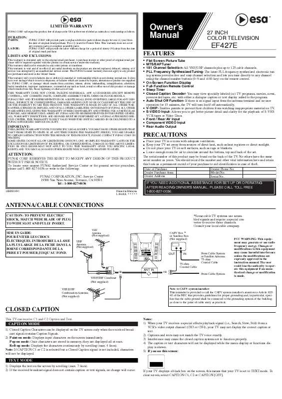 Mode d'emploi FUNAI EF427E