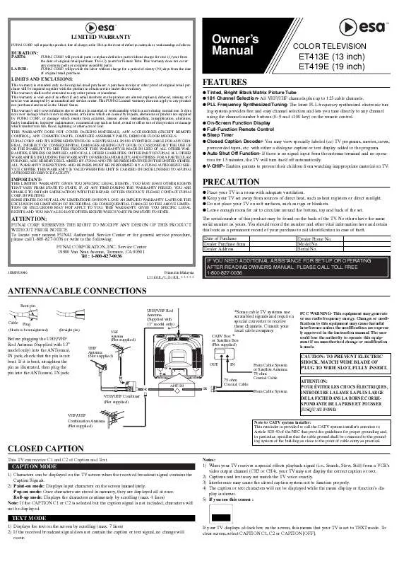 Mode d'emploi FUNAI ET419E