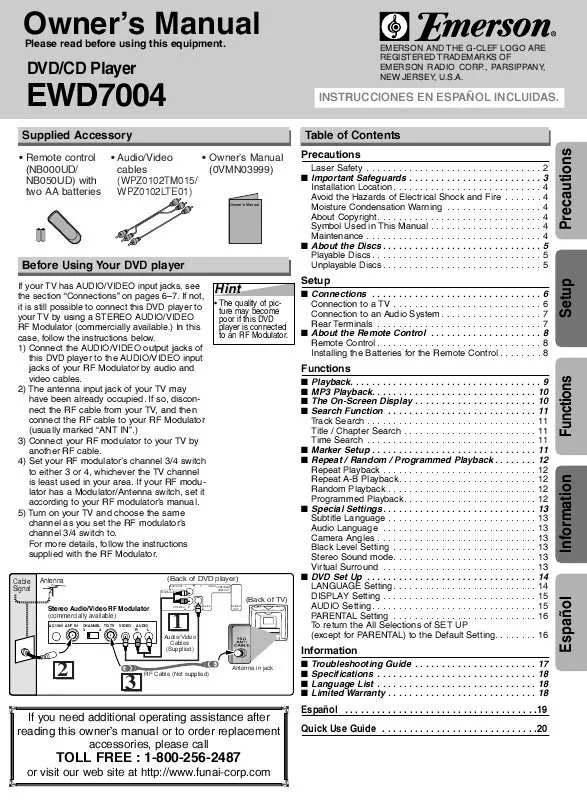 Mode d'emploi FUNAI EWD7004