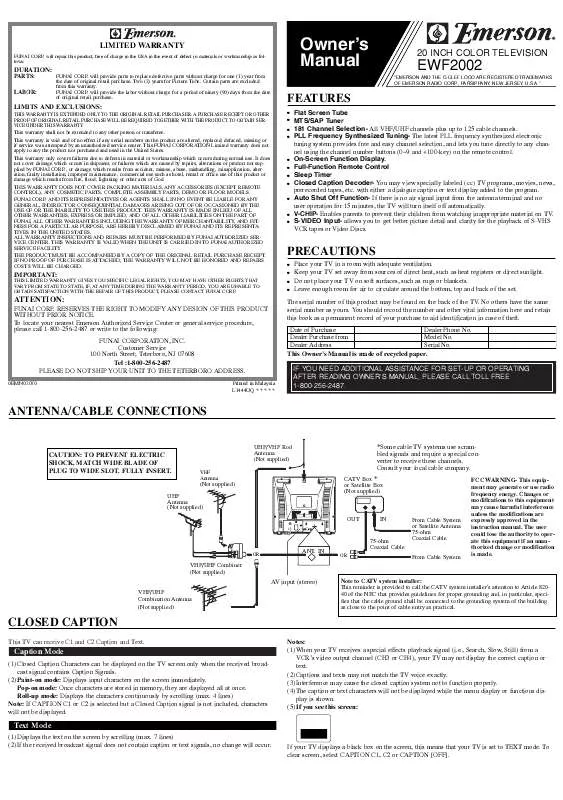 Mode d'emploi FUNAI EWF2002