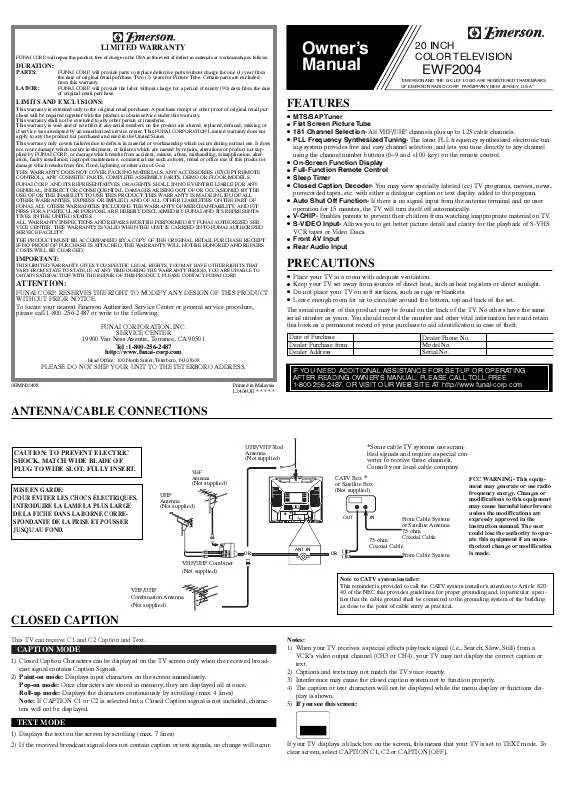 Mode d'emploi FUNAI EWF2004