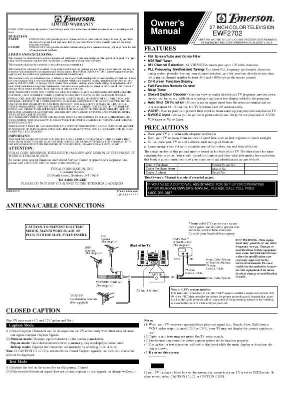 Mode d'emploi FUNAI EWF2702