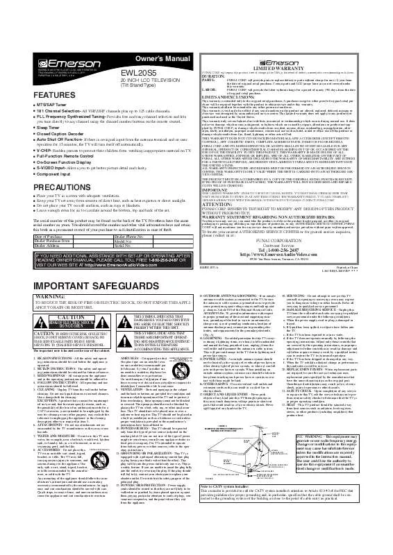 Mode d'emploi FUNAI EWL20S5