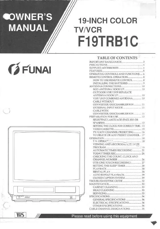 Mode d'emploi FUNAI F19TRB1C