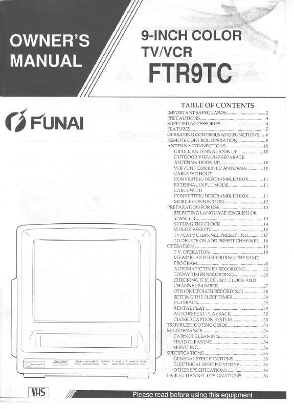 Mode d'emploi FUNAI FTR9TC