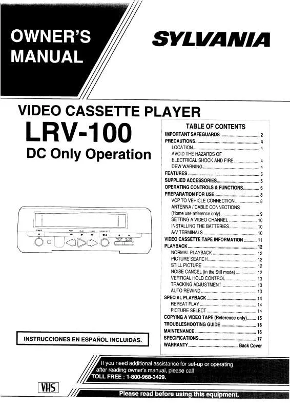 Mode d'emploi FUNAI LRV100