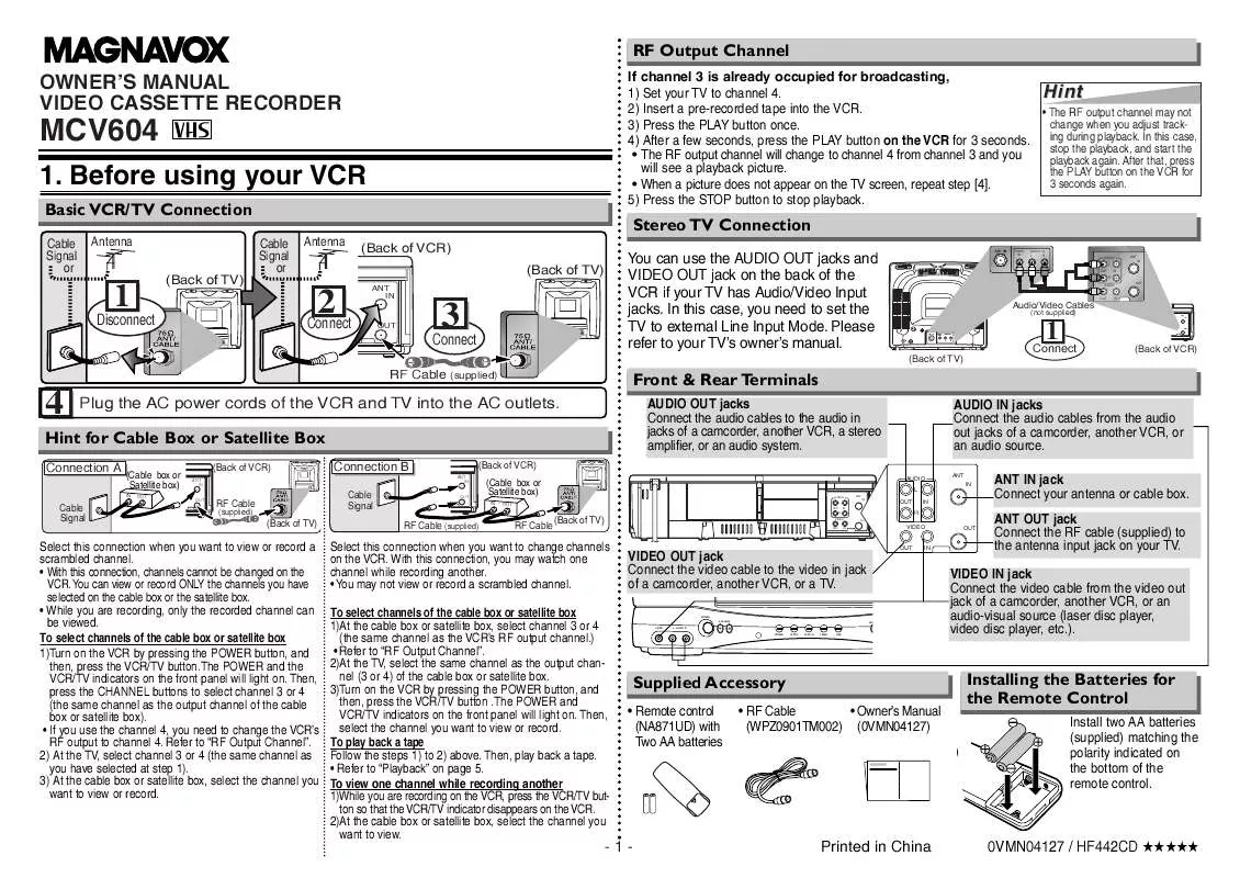 Mode d'emploi FUNAI MCV604