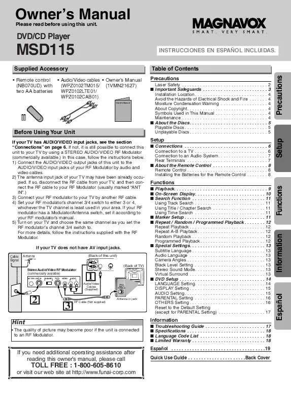 Mode d'emploi FUNAI MSD115