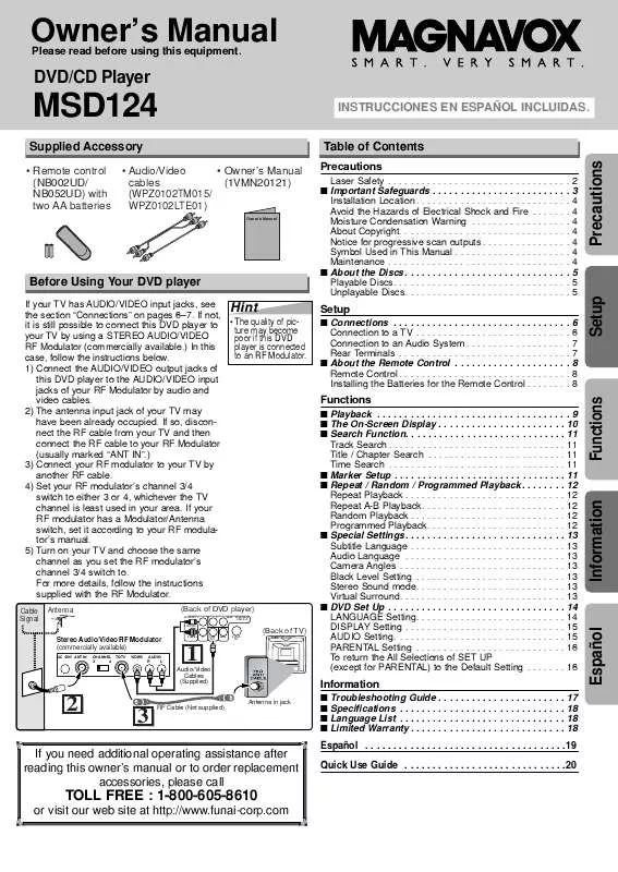 Mode d'emploi FUNAI MSD124