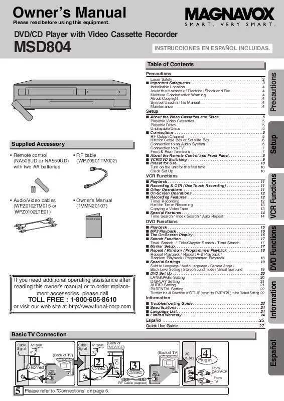 Mode d'emploi FUNAI MSD804