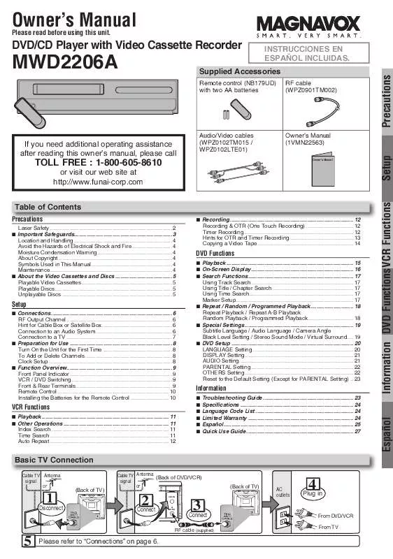 Mode d'emploi FUNAI MWD2206A