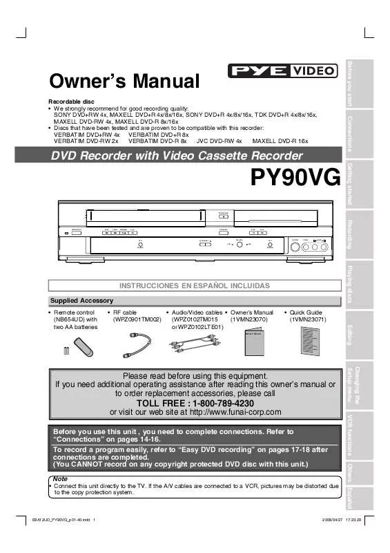 Mode d'emploi FUNAI PY90VG