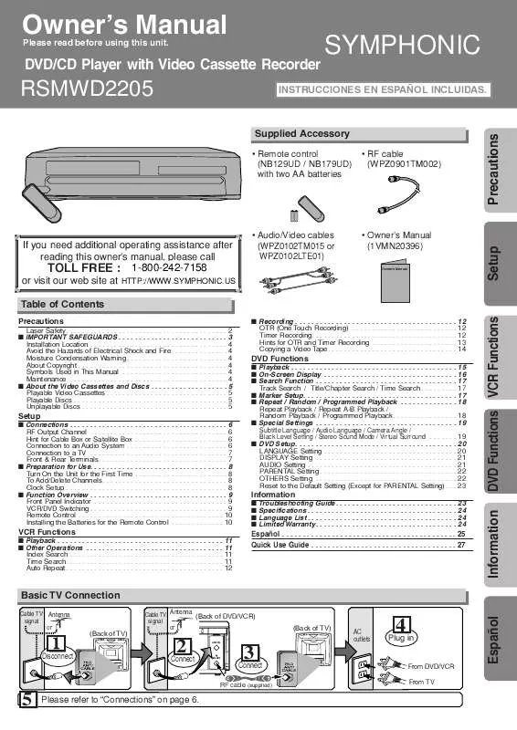 Mode d'emploi FUNAI RSMWD2205