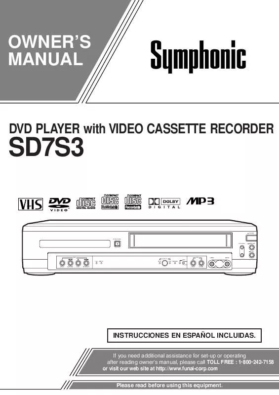 Mode d'emploi FUNAI SD7S3