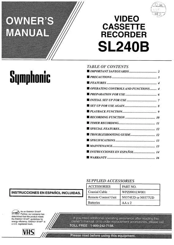 Mode d'emploi FUNAI SL240B