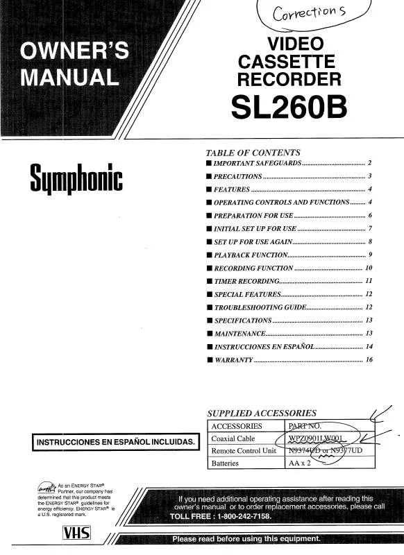 Mode d'emploi FUNAI SL260B