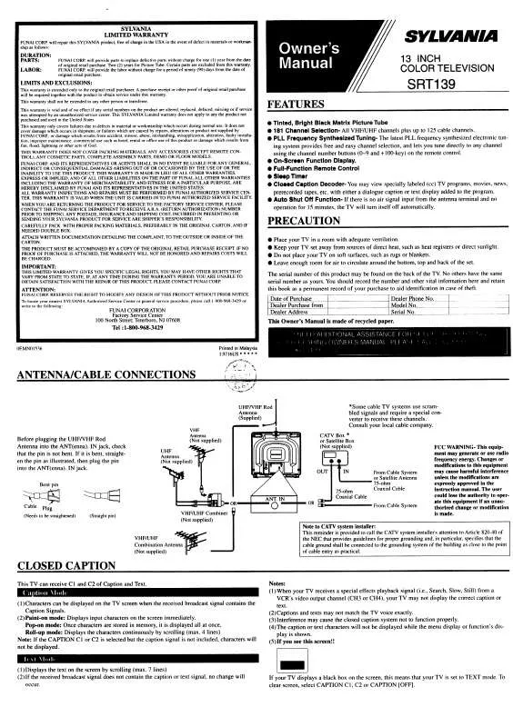 Mode d'emploi FUNAI SRT139