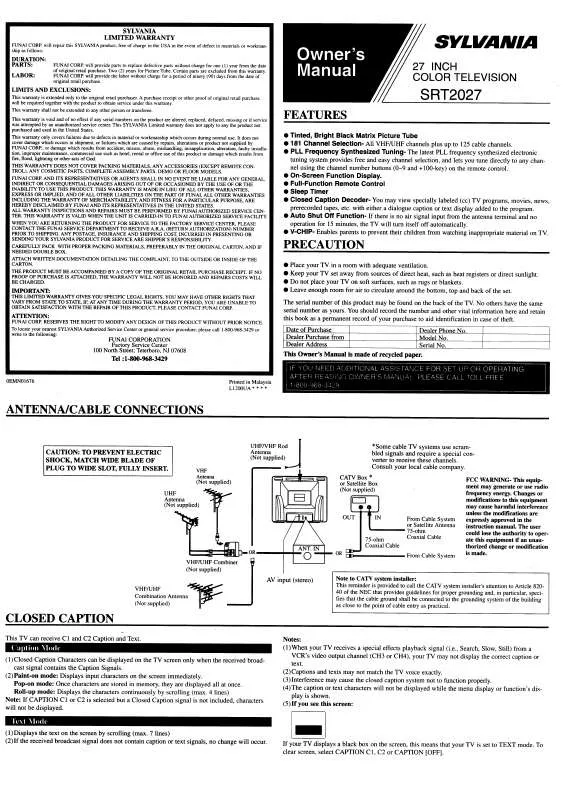 Mode d'emploi FUNAI SRT2027