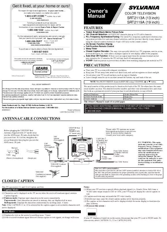 Mode d'emploi FUNAI SRT2113A