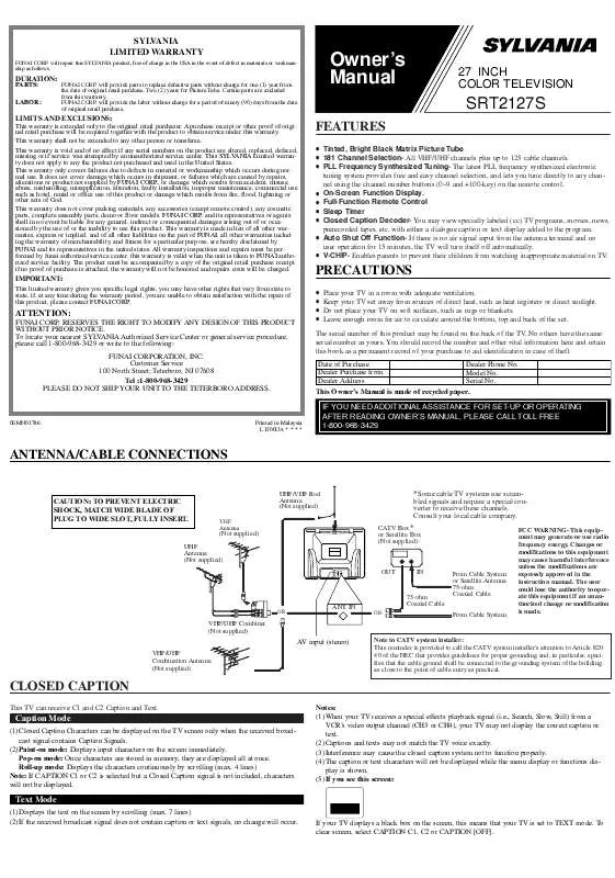 Mode d'emploi FUNAI SRT2127S