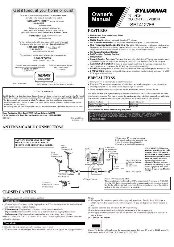 Mode d'emploi FUNAI SRT4127FA