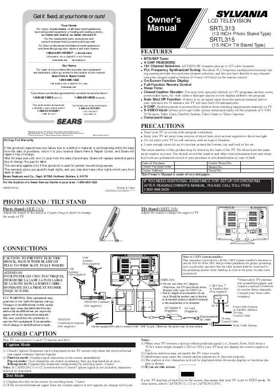 Mode d'emploi FUNAI SRTL315