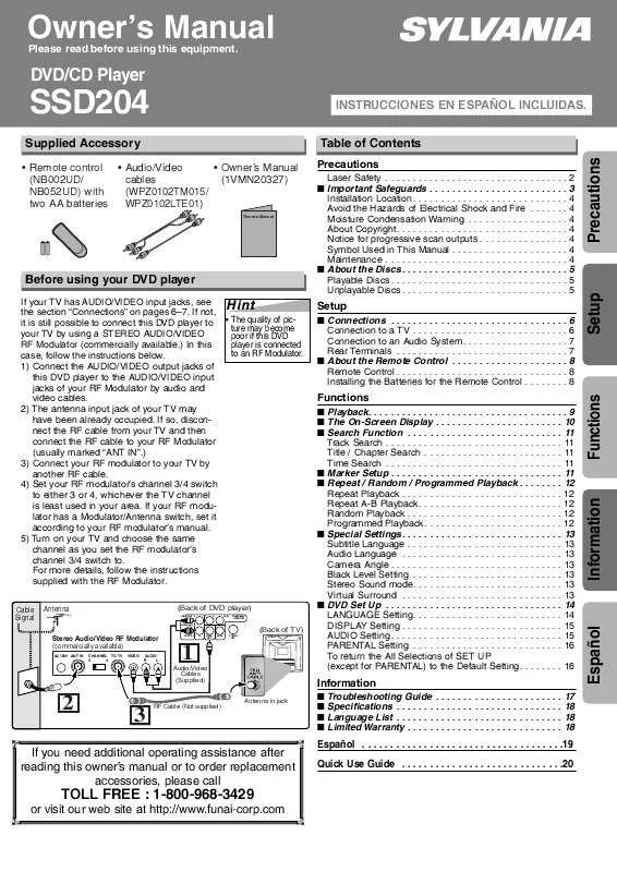 Mode d'emploi FUNAI SSD204