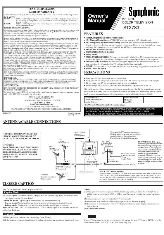 Mode d'emploi FUNAI ST27S3