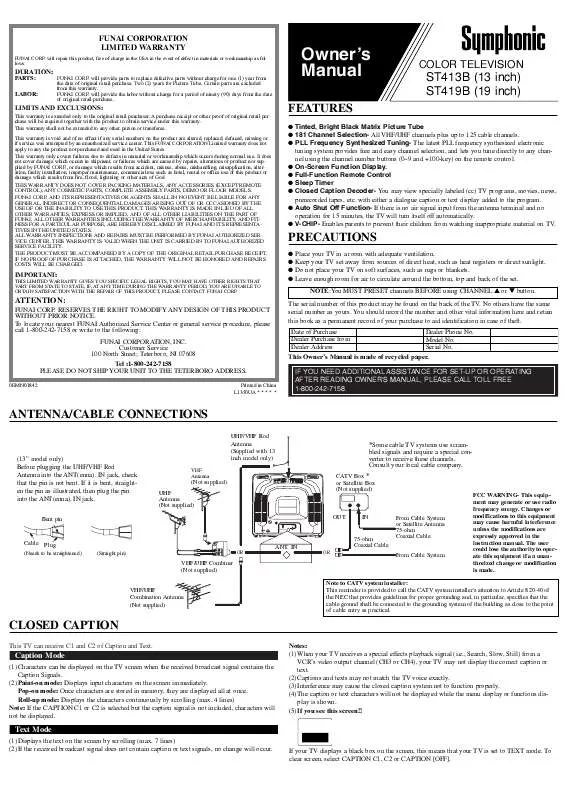 Mode d'emploi FUNAI ST413B