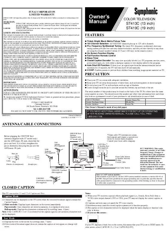 Mode d'emploi FUNAI ST413C