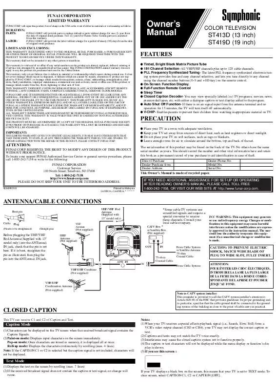 Mode d'emploi FUNAI ST413D