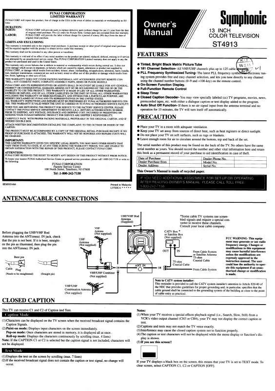 Mode d'emploi FUNAI ST4913