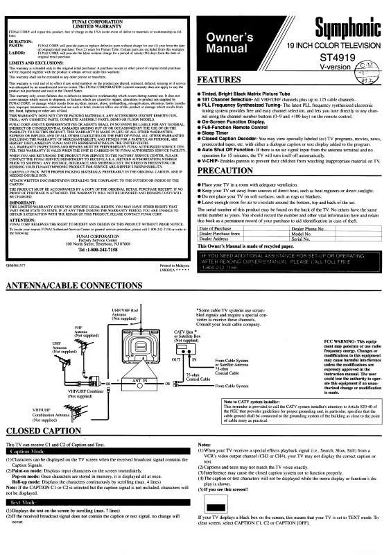 Mode d'emploi FUNAI ST4919V