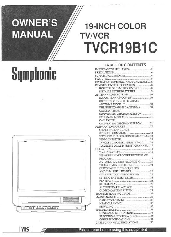 Mode d'emploi FUNAI TVCR19B1C