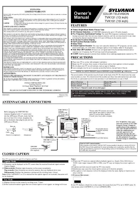 Mode d'emploi FUNAI TVK131