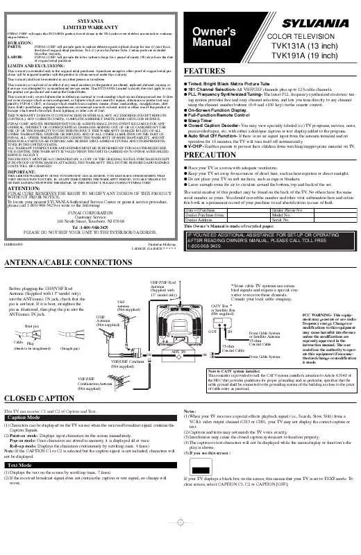 Mode d'emploi FUNAI TVK131A