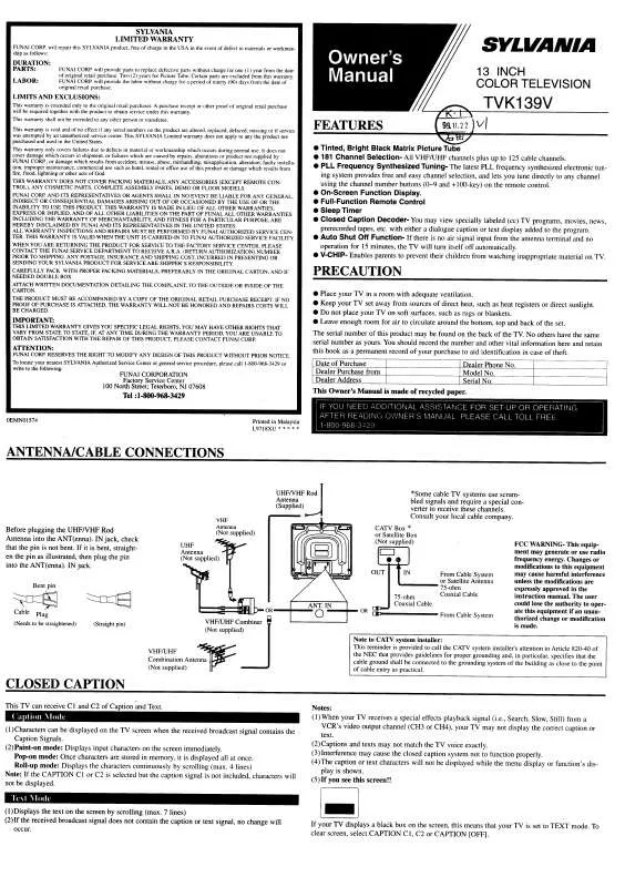 Mode d'emploi FUNAI TVK139V