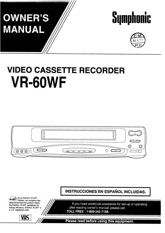 Mode d'emploi FUNAI VR60WF